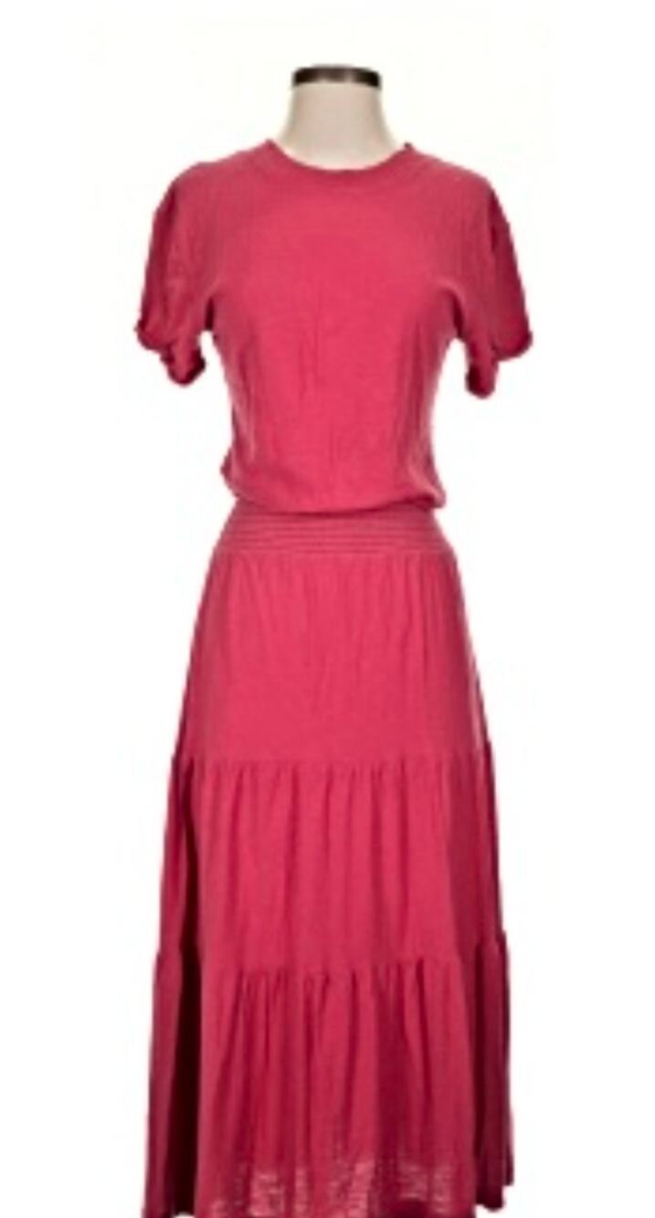 Nation LTD Red Martine Casual Peasant Dress